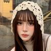 2025 New Thin Hollow Handmade Crochet Knitted Hats for Women Spring and Summer Travel Versatile Concave Strap Beanies Caps