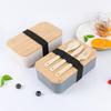 Japanese Bamboo Lid Bento Lunch Box with Large Compartments for Students and Camping