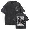 Anime Chainsaw Man Vintage Washed Women's T-shirt Hayakawa Aki Summon Kon Fox Devil Graphic T Shirts Men Women Casual Fashion T-shirts