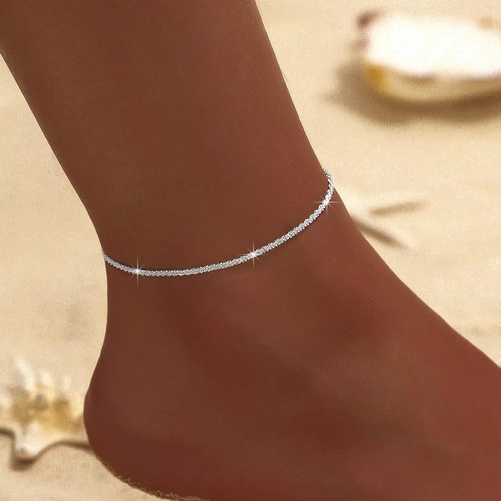 Sparkling Thin Chain Anklet Bracelet for Women Zircon Cross Pendant Bracelet On Leg Foot 2026 Trendy Boho Summer Beach Jewellry