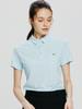 20TH HOLE Embroidered Collar Women'S Short Sleeve T-Shirt [Ice Blue]