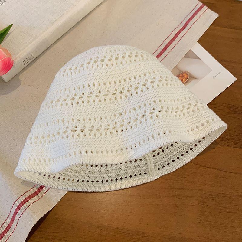 Bucket hat women s new summer sun hat woven hollow washbasin hat split fork sunscreen bucket hat