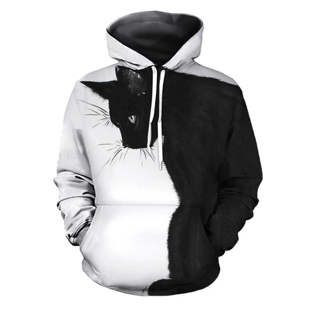 Women And Men's Casual Cats Printed Long Sleeve T-Shirt Top Pullover Sweatshirt