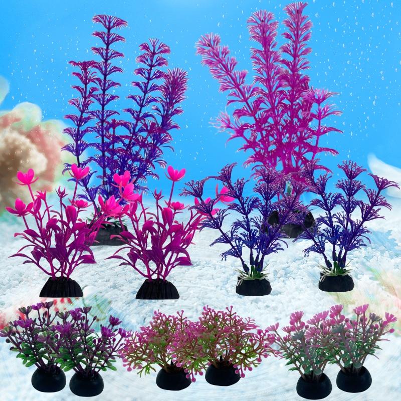 12PCS Artificial Aquarium Decor Plants Water Weeds Ornament Aquatic Plant Fish Tank Grass Decoration Accessories
