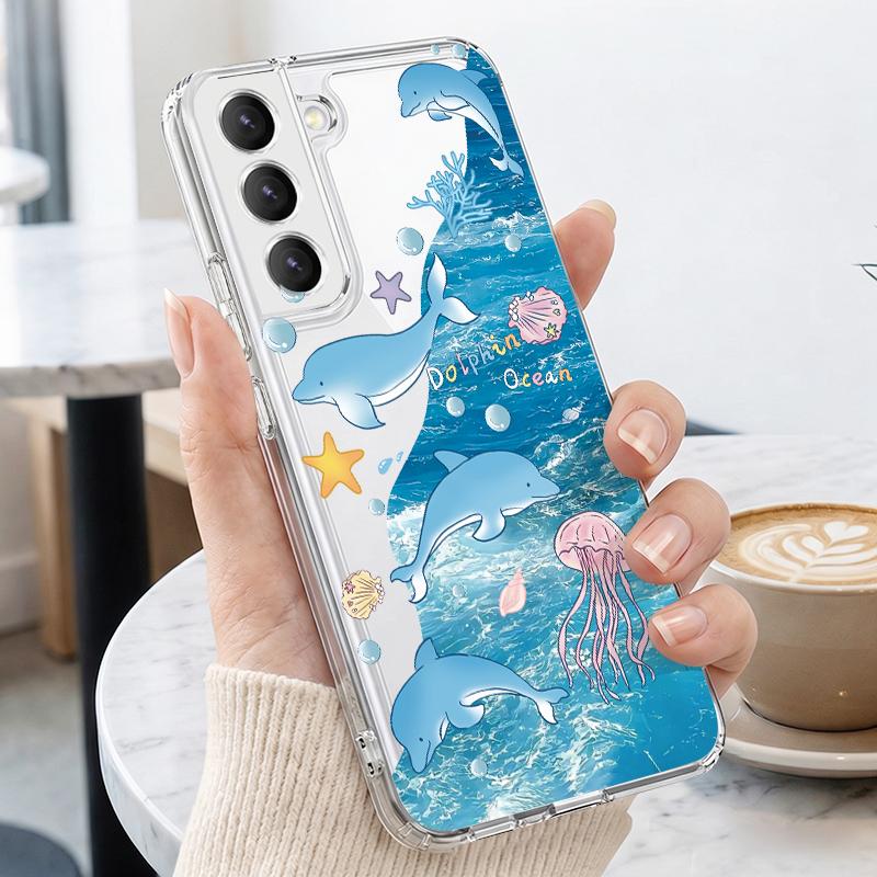 Starry Sea Dolphin Adventure Phone Case For Samsung S26 S25 Ultra S24 Plus S22 S23 S21 FE A54 A15 A35 A55 A16 A36 A56 A17 A37 A57 5G Clear Soft Cover