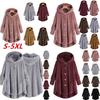Cozy Women Winter Solid Fluffy Coat Overcoat With Button Jacket And Loose Sweater