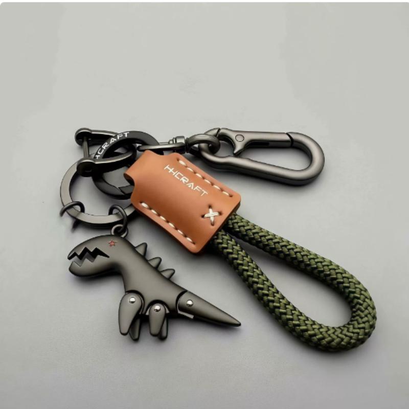 Motocycle Key Holder Leather Keychain Car Key Ring Accessories With Dinosaurs Shape Design For Gift