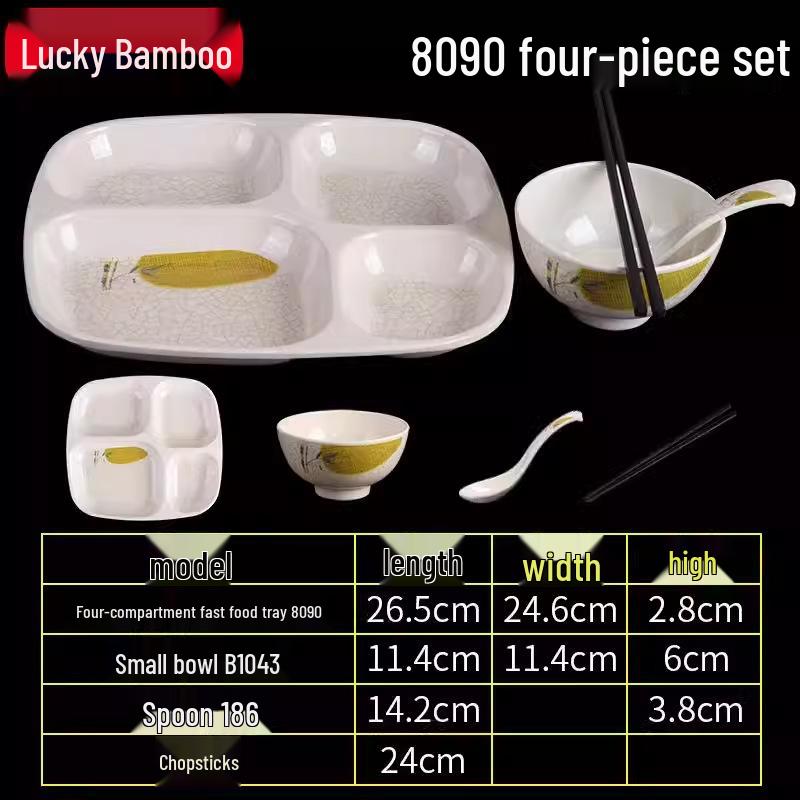 Melamine Tableware: 3, 4, and 6-Compartment Plates and Bowls for School Cafeterias