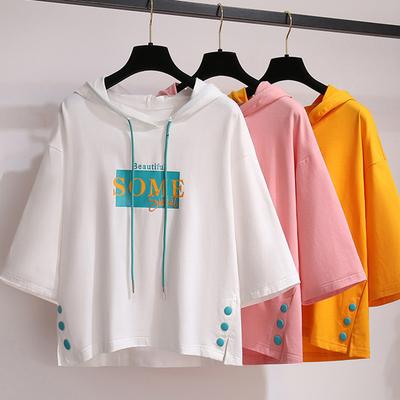 Summer New Sunscreen Hooded Short-sleeved T-shirt Student Korean Style Clothes Loose Top Women's Clothing