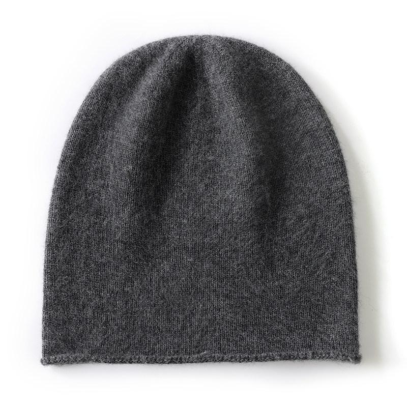 Women Knitted Hats Solid Color Rolled-up Thickened Warm Ear-protecting Cashmere Hats Autumn Winter Outdoor Wear Caps for Unisex