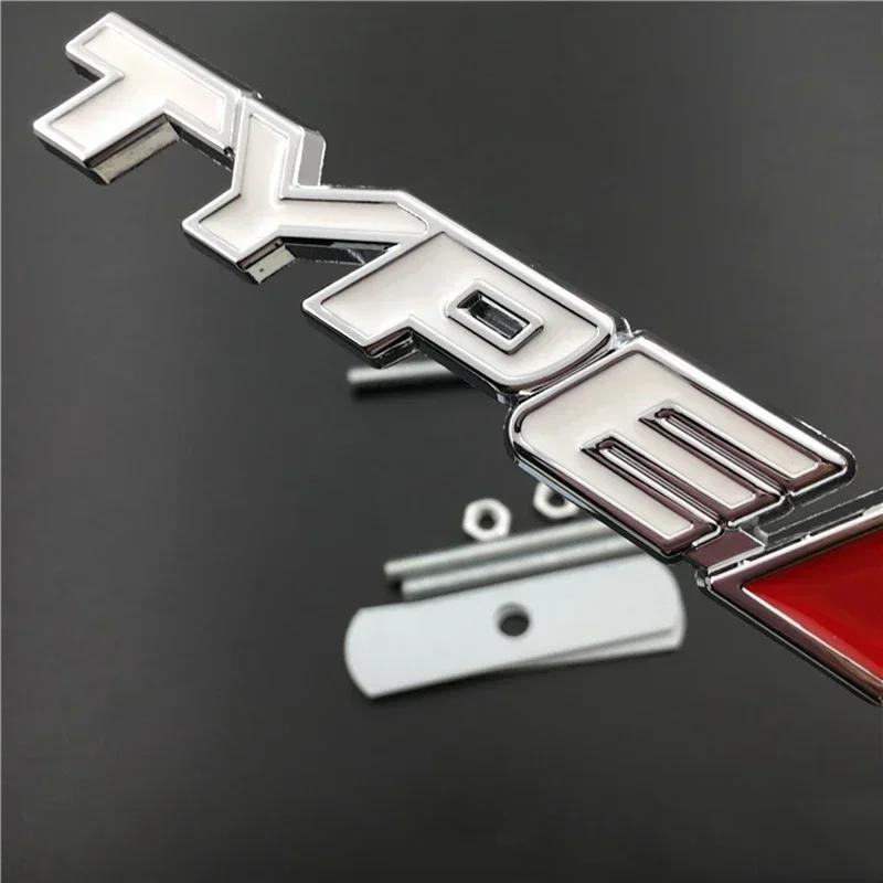 3D Metal Type R Logo Letter Car Front Grill Emblem Badge Decal Accessories For Honda Civic CRV HRV Accord Fit