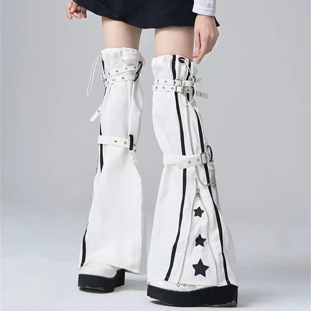 Landmine Leg Subculture Punk Star Chain Loose Long and Slimming Ankle Winter One [SDSXZWG] Women's Warmers, Style, Pattern, Included, Mass-Produced