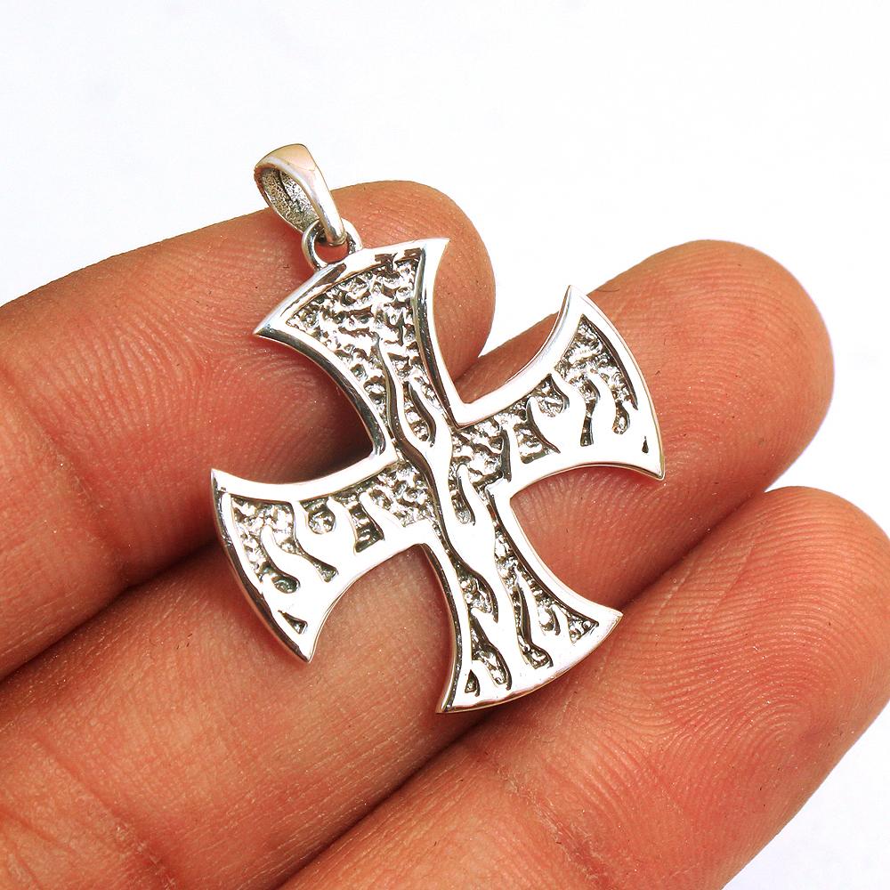 Sterling Silver Maltese Cross Pendant Solid Handmade Jewelry