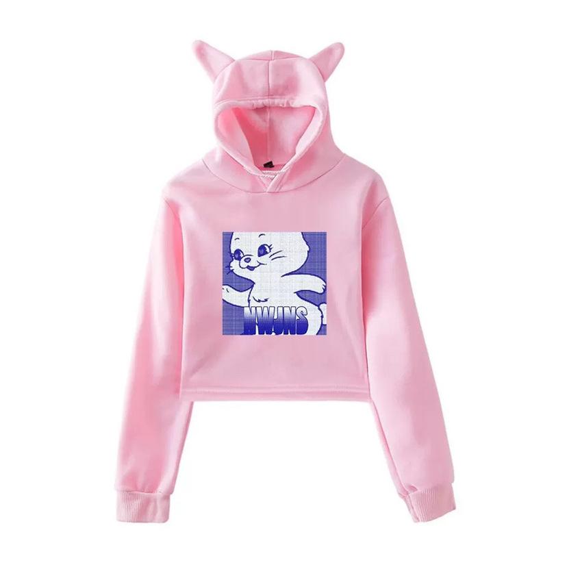 2023 Cartoon Anime Cat Ear Girls' Cropped Hoodie