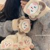 Korean Version of Cute Cartoon Flip Gloves for Women In Winter Warmth Plus Velvet Thickened Half Finger Exposed Finger Windproof Riding Gloves