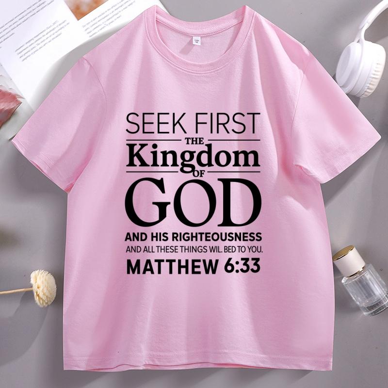 Christian Unisex T Shirt Bible Verse Tshirt Christian Merch Cross Jesus Seek First The Kingdom Tshirt Casual Round Neck Clothes