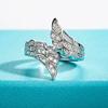 Huitan Asymmetric Design Angel Wing Ring Lady CopperColor Shiny Zirconia Finger Accessories Fashion Luxury Jewelry for Party