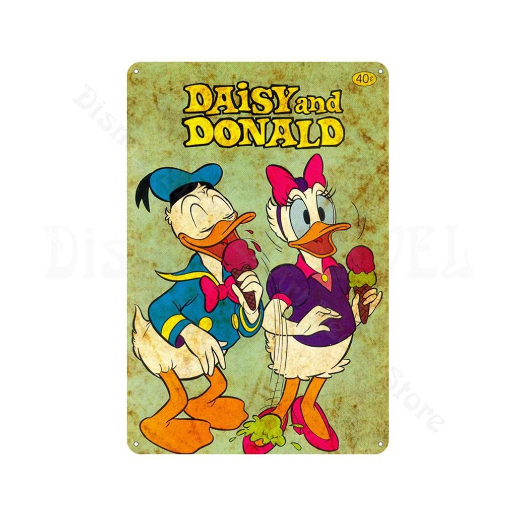 Retro Metal Tin Sign Donald Duck Tin Plaque Metal Poster Cartoon Tin Plate Metal Sign For Man Cave Club Decoration