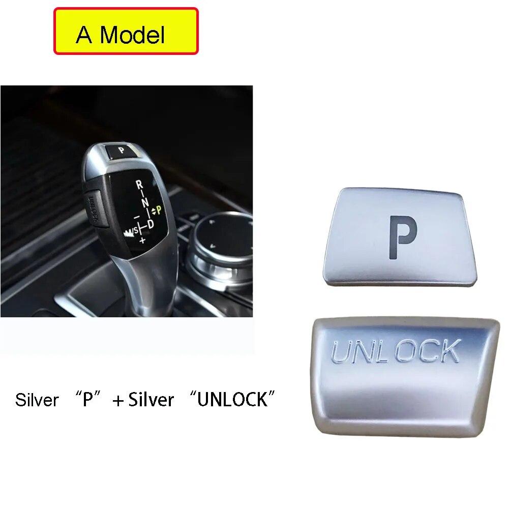 

2 шт., ручка переключения передач автомобиля «P», разблокирующая крышка для BMW 3 4 5 7 X3 X4 X5 X6 F20 F30 F34 F15 F16 F25 серебряный