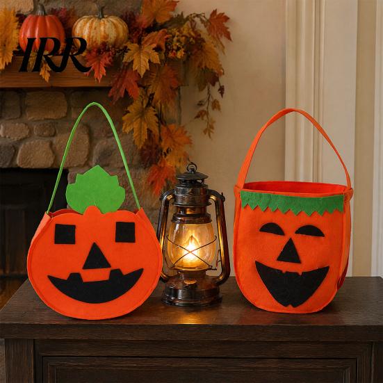Recyclable Party Souvenir Totes Halloween Felt Candy Bag, Pumpkin Ghost Skull Cat Owl Tote for Non-woven Gift Bags Kids, Non Woven Trick