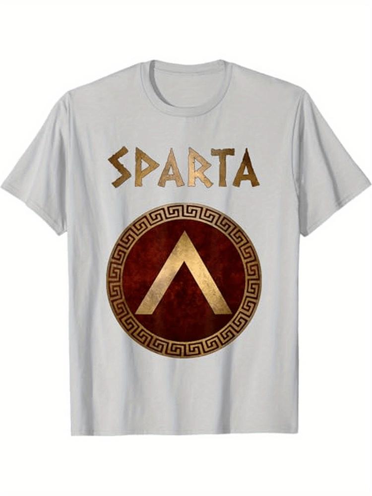 Ancient Greek Spartan ShieldRedGolden Spartan Lambda Graphic Design100 Cotton Oneck Short Sleeve Printed Unisexs Tshirt