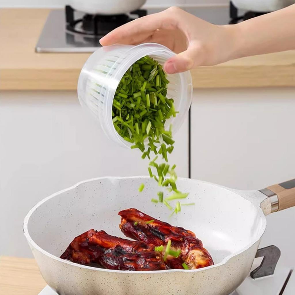 Refrigerator Freshness Box Portable Round Transparent Draining Double Layer Freshness Box Home Ginger Garlic Onion Storage Box