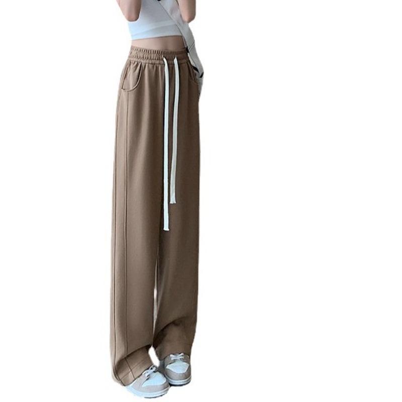 Solid Color Banana Sports Pants Wide-leg Pants for Women In Spring and Autumn New High-waist Drooping Loose Straight-leg Casual Sweatpants