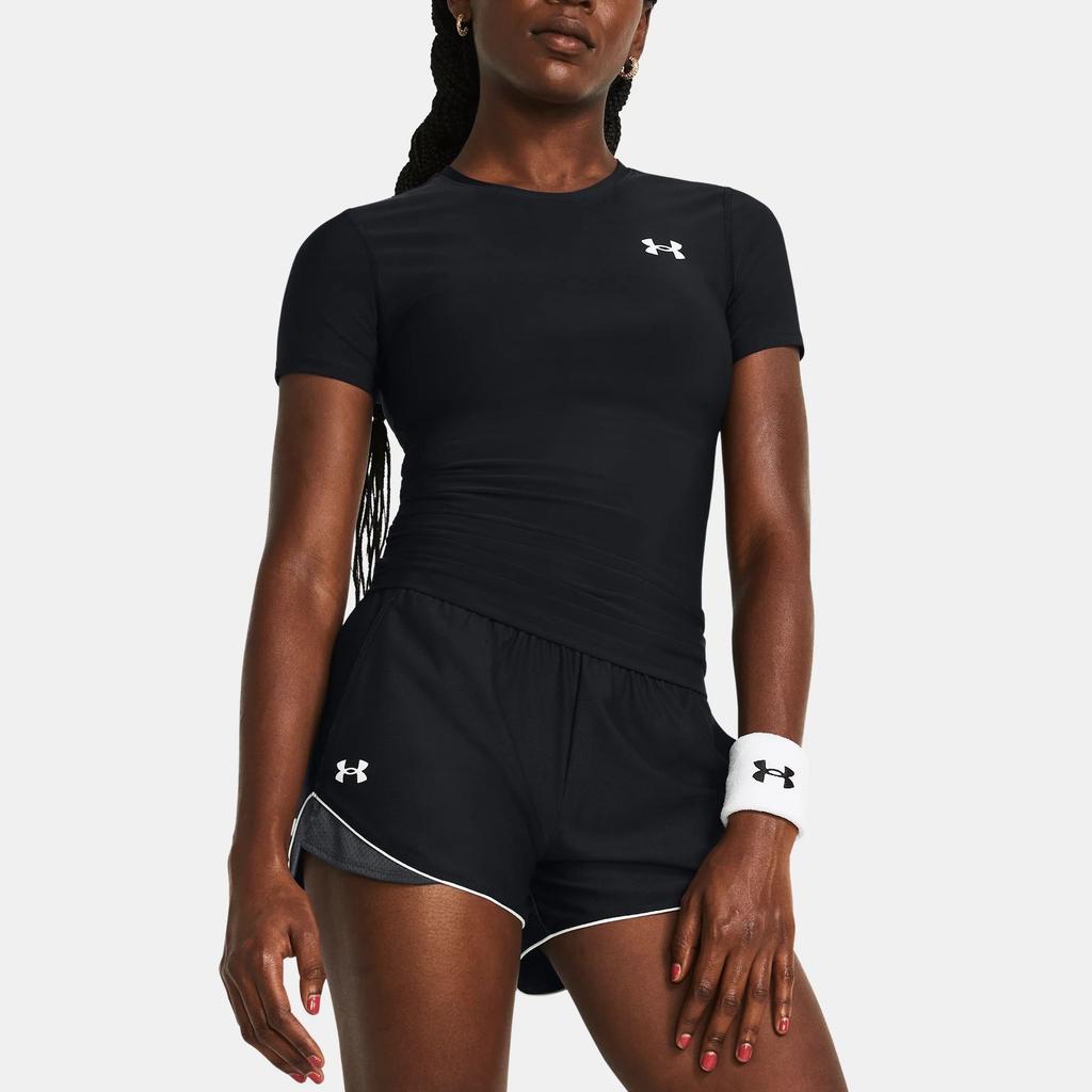 Under Armour HeatGear® OG Logo Print Crew Neck Slim Fit Short Sleeve T-Shirt Women Tops Black 1387562-001