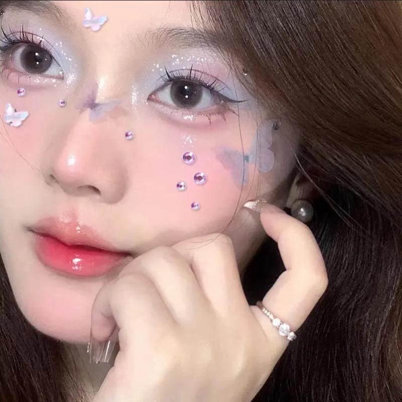 1 Blatt Elfen Schmetterling Gesichtsaufkleber Kawaii Selbstklebend Weben Schmetterling Deko Für Bühne Konzert Make-up Zubehör