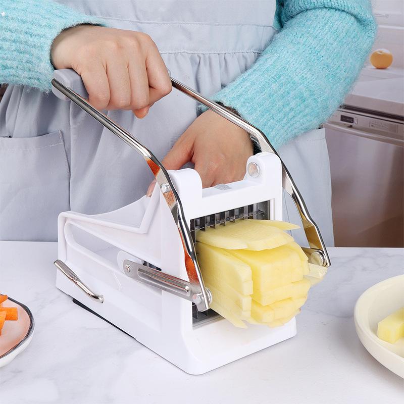 Manual Stainless Steel French Fry Cutter, Hand Push Potato Slicer, Kitchen Vegetable Strip Cutting Tool