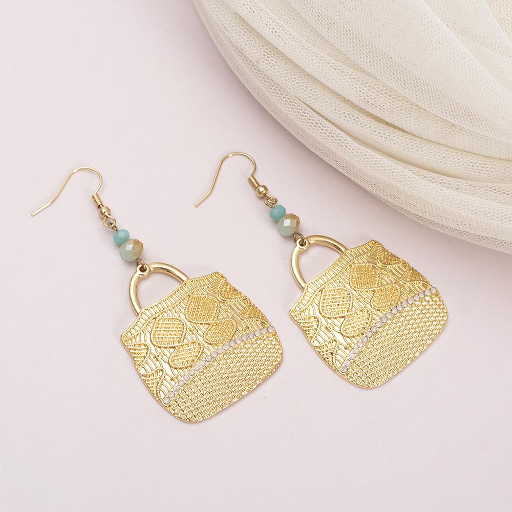 

Trendy Women s Alloy Plaid Knit Handbag Earrings серебряный