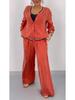 Ensemble Cardigan Patchwork Col Rond Femme Automne/Hiver 2025 & Pantalon Jambe Large