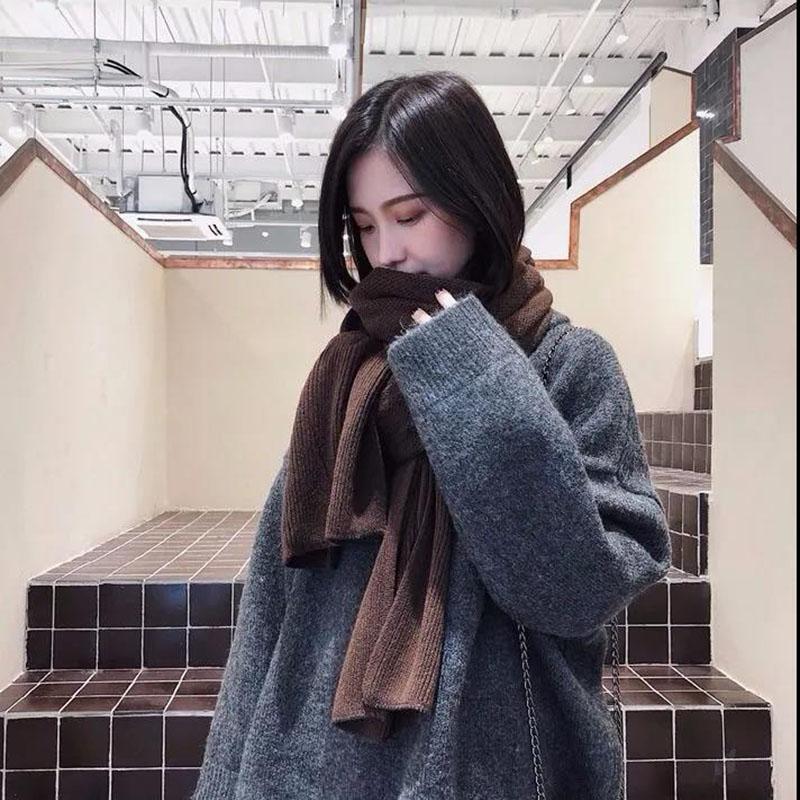 Autumn and Winter Women's Scarf Imitation Cashmere Thickening Fashion Warm Scarf Pure Color Wild Scarf Shawl