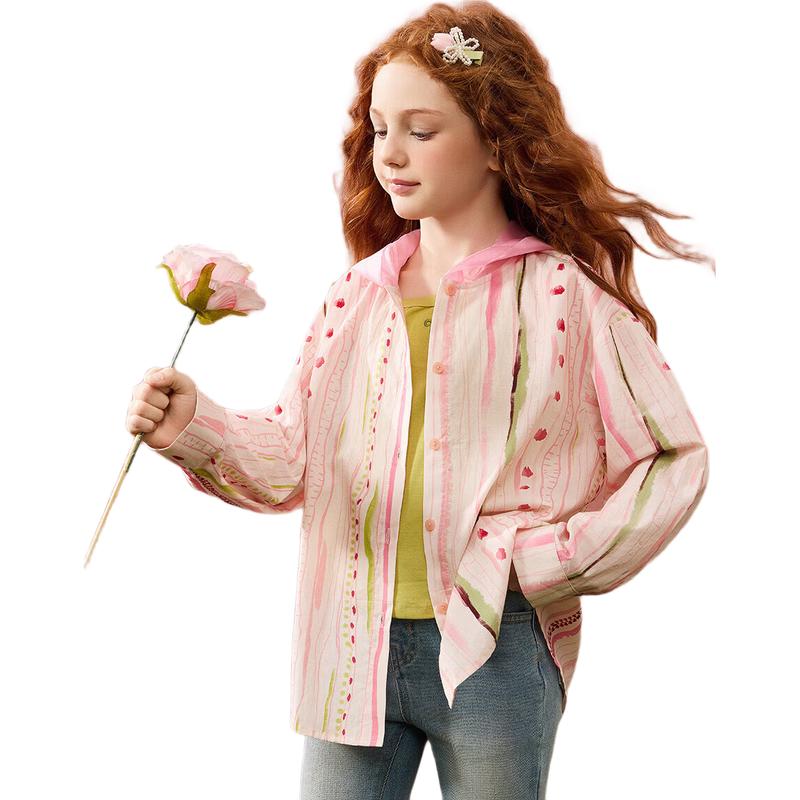 ASK JUNIOR Girls Pink Hooded Breathable Casual Jacket 150