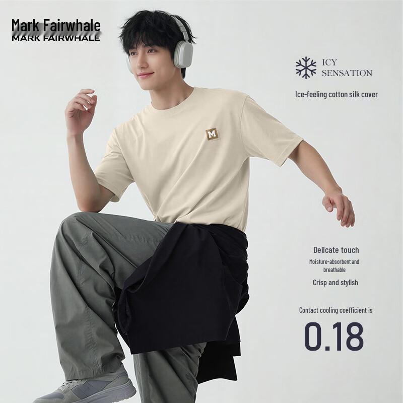 MARK FAIRWHALE Men s Ice-Feel Cotton Casual T-Shirt M легкие хаки