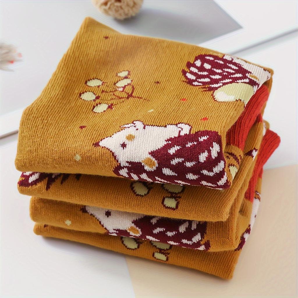 1 Paar Damen Zebra Biene Igel Kuh Muster Cartoon Lustige Socken Tierdruck Mode Lässig Bunt Kniehohe Baumwollsocken