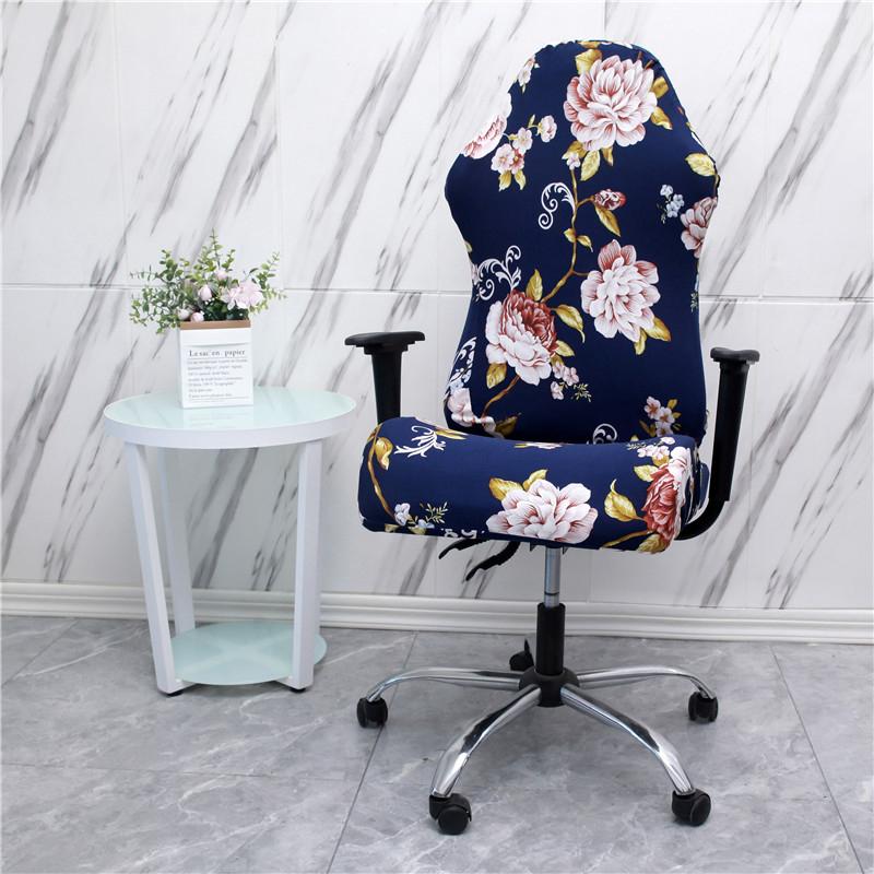 1 Pcs Office Computer Gaming Chair Covers Stretch Armchair Gamer Seat Cover Flower Printed Racing Desk Rotating Slipcovers