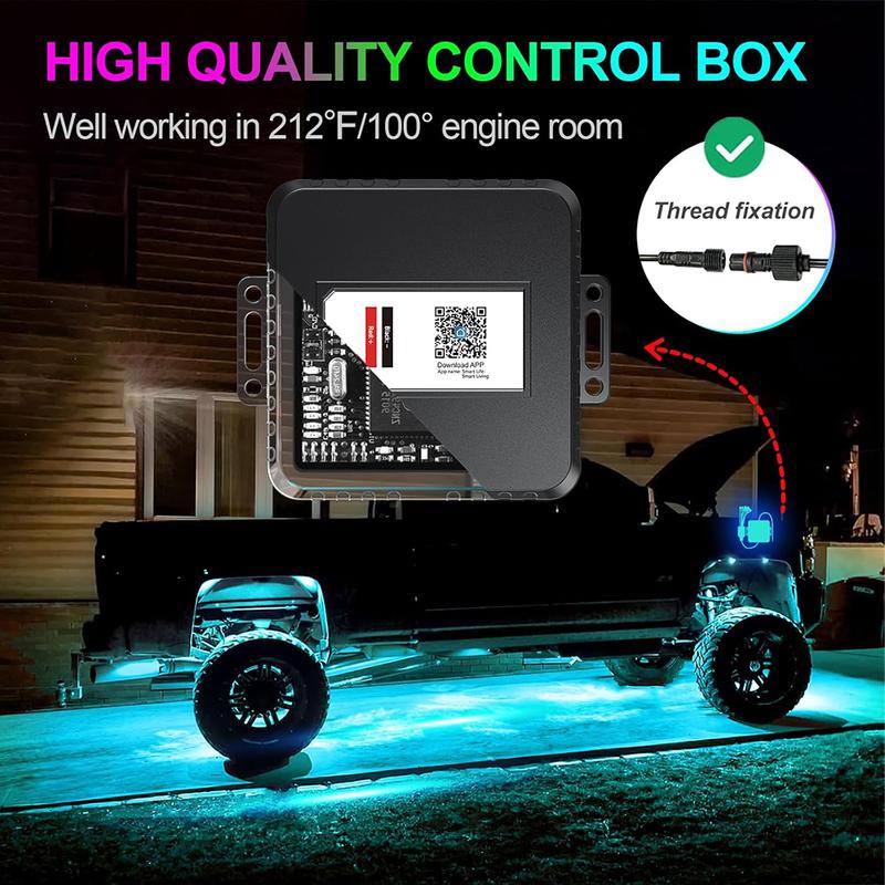 Underbelysning Rock Lights 8 /12 Poddar RGB LED Flerfärgade App Fjärrkontroll Musikläge Bra För Pickup ATV RZR UTV Chassibelysning