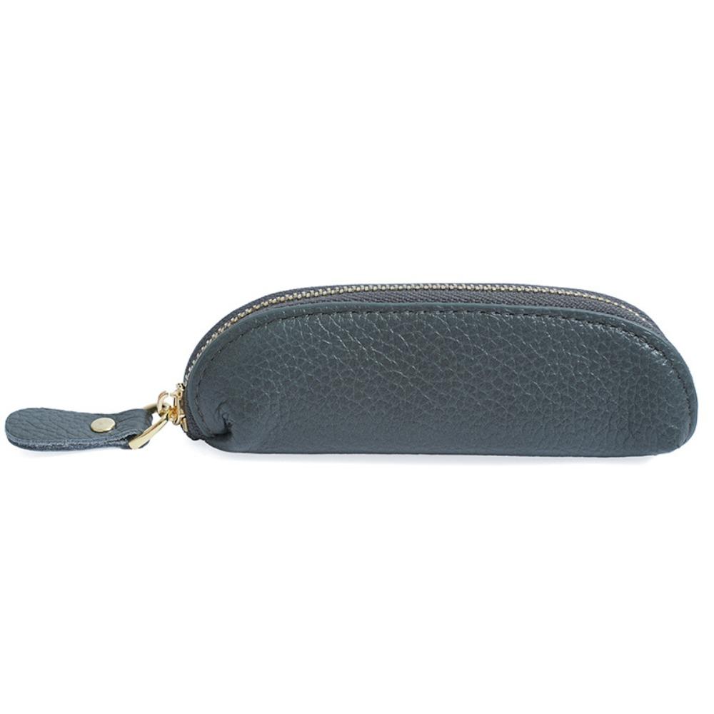 

Retro Genuine Leather Coin Purse Solid Color Cowhide Pencil Bag Gift Mini Coin Bag Unisex серый/синий