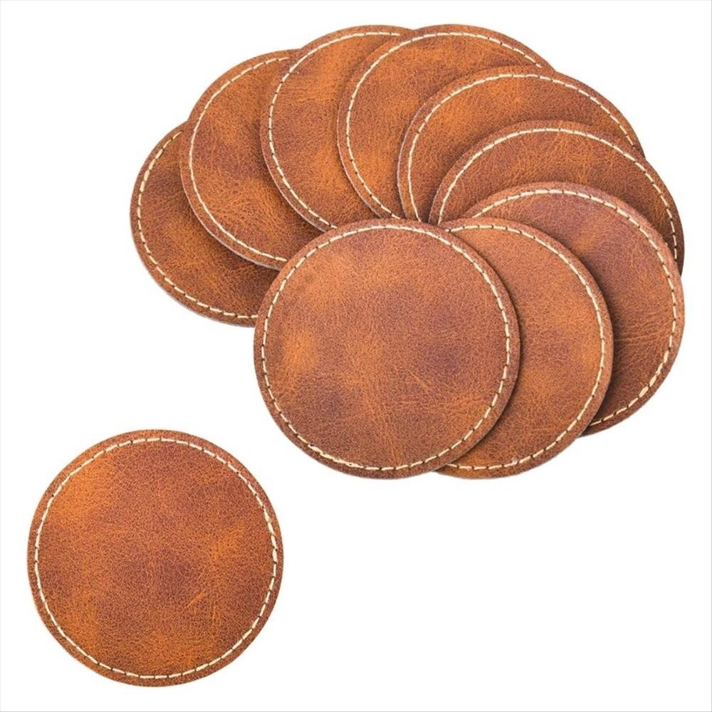 5/10Pcs Brown Leatherette Hat Patches 6.5cm Leather Labels  for Clothing Knitting Shoes Hat