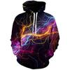 Men's Hoodies 3D Novelty Pullover Sweatshirt, Xmas Men Women Teen Boy Gifts, Black White Galaxy Print Flag
