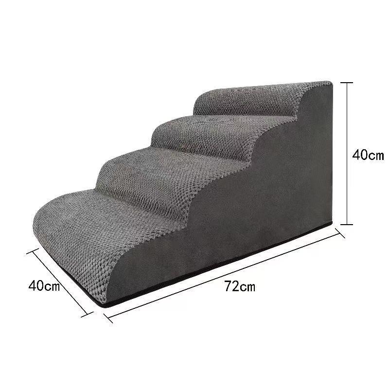 Washable Gray Pet Ramp for Small & Medium Dogs - Sponge Steps & Sofa Climbing Ladder