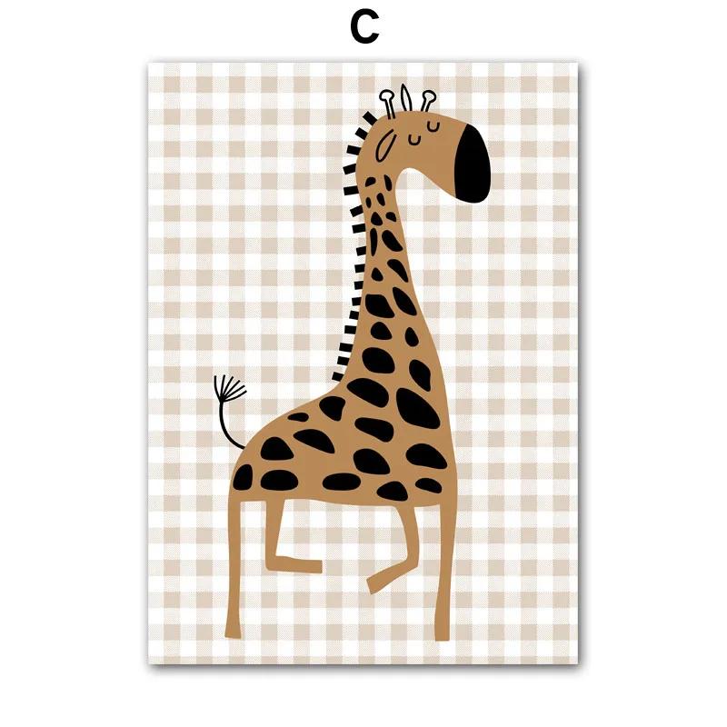 Lion Tiger Elephant Giraffe Jungle Animal Nursery Wall Art Canvas Painting Posters and Prints Wall Pictures Baby Kids Room Decor