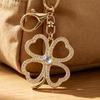 Keychain Pendant Rhinestones Four Leaf Clover Design Zinc Alloy Key Chain with Lobster Clasp Easy to Hang Key Holder Backpack Car Accessory
