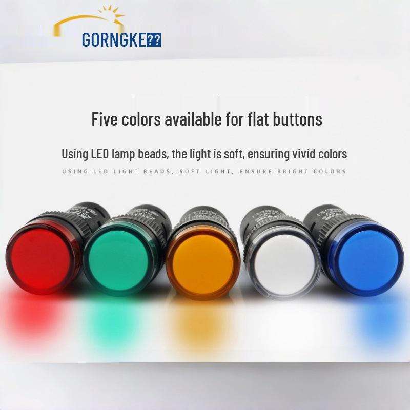 AD16-16DS LED Indicator Light: 16MM, 24V, 220V/380V, Red/Yellow/Green/Blue/White Signal.