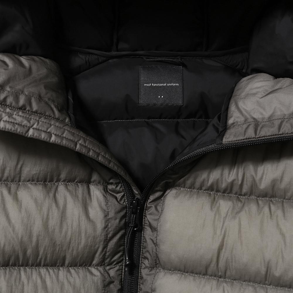 Moif [Aw25] Helium Hooded Down Jacket / Sheer Olive