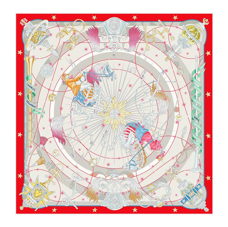 Silk Scarf Women Illusion Print Square Scarves Head Echarpes Silk Foulards Femme Wraps Beach Shawls Bandana Lady Hijabs 90CM