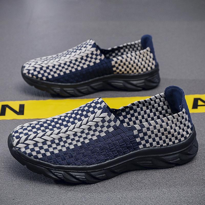 Lazy Shoes Men's One-pedal Large Size 4546 Breathable Old Beijing Mesh Shoes Hollow Woven Sports Shoes Men