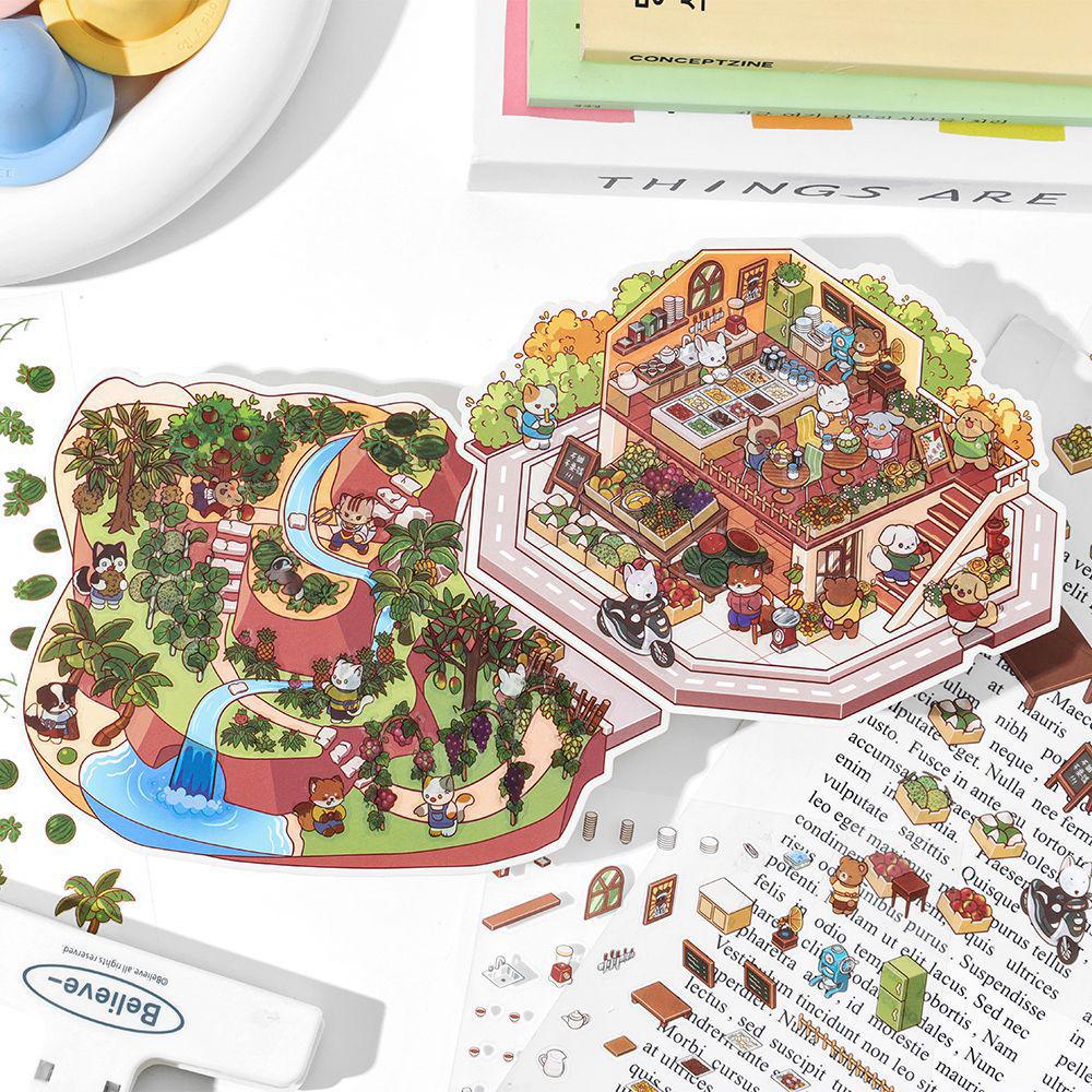Infeel.Me 3D Cottage Journal Stickers - Today's Business Vol. 3 Miniature Scenery