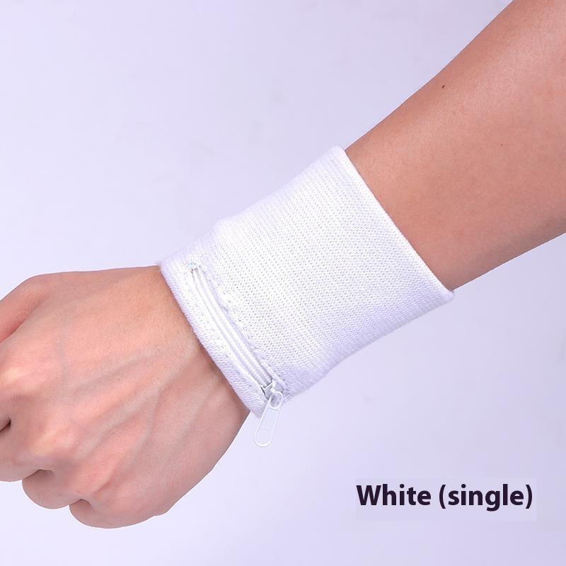 

Аутентичный баскетбольный беговой спортивный напульсник из полиэстера и хлопка на молнии, влаговпитывающий и вытирающий пот, напульсник-кошелек Zero белый